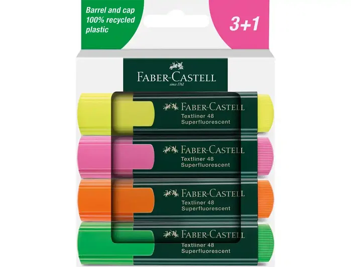 Faber Castell Textliner 1548 Colores Surtidos (4 Unidades)