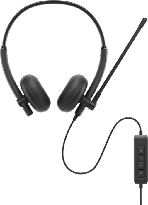 DELL WH125 Auriculares de Diadema Alámbricos con Micrófono Boom para Oficina, USB-A, Supraaurales, Frecuencia 20-20000 Hz, Negro