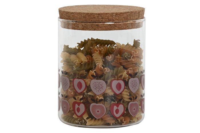 DKD Home Decor Set de 4 Botes de Borosilicato con Diseño de Fruta 700ml