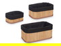 Kipit Set 3 Organizadores Bambú y Tela Negro 24x15x11 cm (3 Tamaños) con Medidas Adicionales (Set de 12)