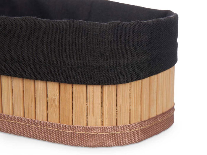 Kipit Set 3 Organizadores Bambú y Tela Negro 24x15x11 cm (3 Tamaños) con Medidas Adicionales (Set de 12)