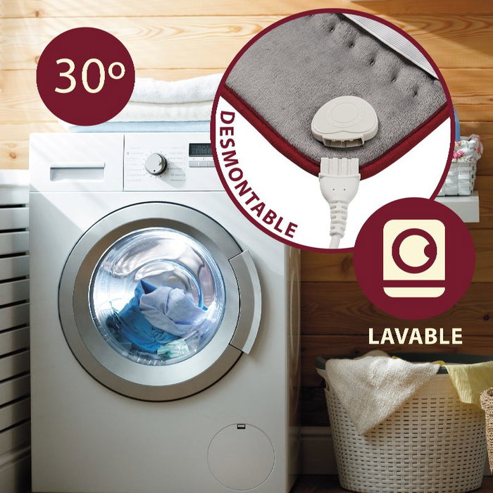 AVANT Almohada Eléctrica Cervical con Sujeción para Cuello, 63 x 42 cm, 100W, 3 Temperaturas, Almohadilla Calefactora