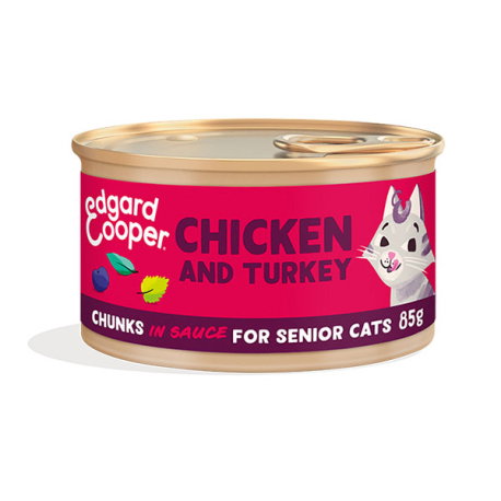 EC FELINE Senior Trocitos Pavo y Pollo Lata 18x85g EC FELINE Senior Trocitos Pavo y Pollo Lata 18x85g