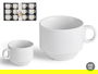 Vessia Taza Porcelana Apilable 220 ml, Blanco, 10.5x8x6.5 cm (Set de 48)