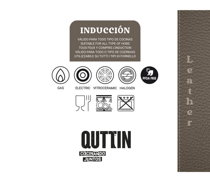 Inde Sartén 28 cm Aluminio Inducción Leather Quttin (6 Unidades)