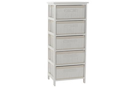 DKD Home Decor Cajonera de Bambú y Paulownia Blanca con 5 Cajones
