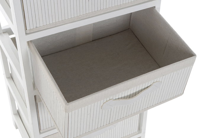 DKD Home Decor Cajonera de Bambú y Paulownia Blanca con 5 Cajones