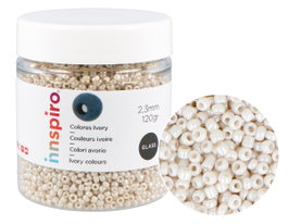Innspiro Rocalla de vidrio redonda ivory grisaceo 2,3mm 120g