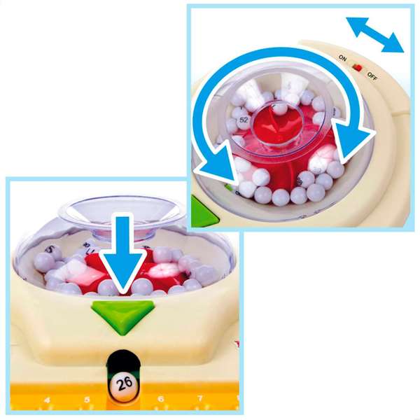 Color Baby Juego de Bingo Eléctrico con 48 Cartones, para niños 5-99 años, requiere 4 Pilas R6, Plástico y Cartón, 22x38x9 cm