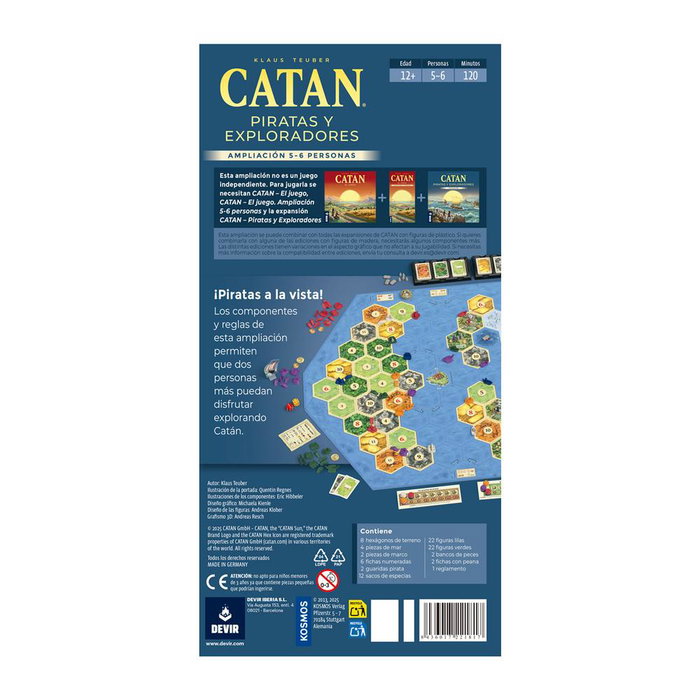 Devir Catan Expansión Piratas y Exploradores 5-6 Jugadores, Juego de Mesa de Estrategia y Exploración para Ampliar Partidas Hasta 6 Personas