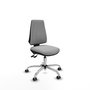 Silla de oficina Elche con mecanismo Asincro tapizada con Tela color Gris claro. Equipada con Base cromada, Sin brazos y Ruedas 65 mm parqué