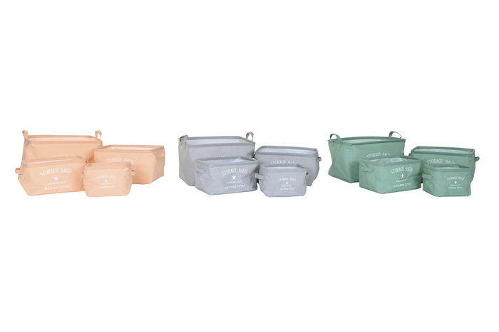 DKD Home Decor Set de 4 Cestas de Lienzo URBAN