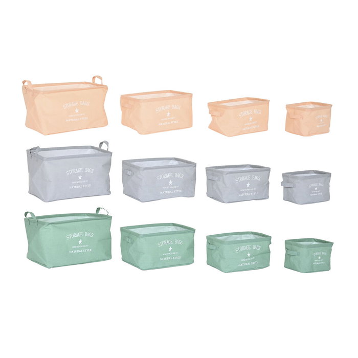 DKD Home Decor Set de 4 Cestas de Lienzo URBAN