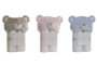 DKD Home Decor Manta para bebé Rosa, Azul, Beige, Poliéster con Capucha, 75 x 100 cm