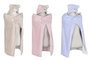 DKD Home Decor Manta para bebé Rosa, Azul, Beige, Poliéster con Capucha, 75 x 100 cm
