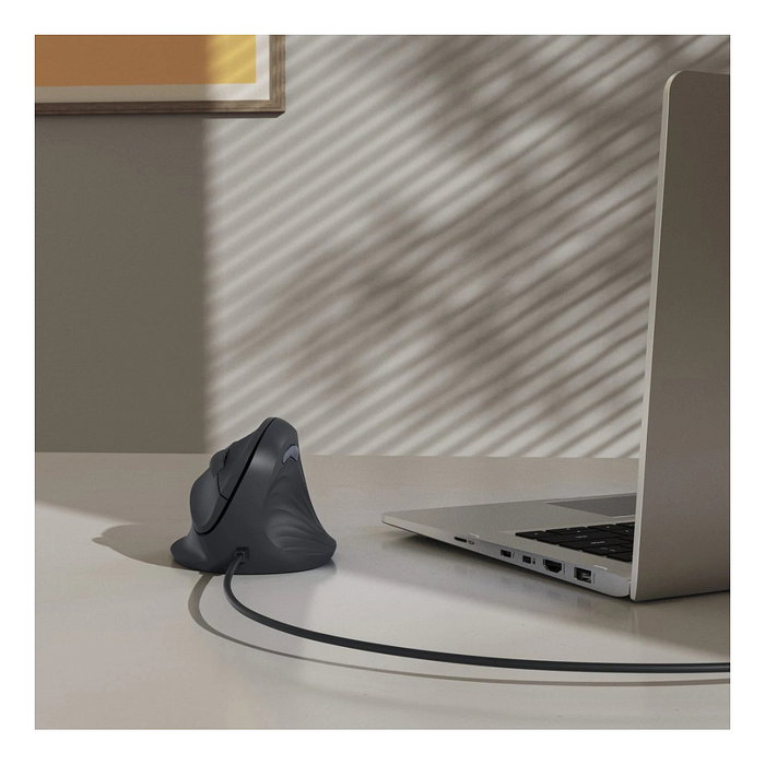 Hama ECM-500R Ratón ergonómico vertical con cable, 1800 DPI, 7 botones, Negro