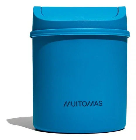 Muitomas DESKBINBL Papelera de Escritorio Redonda Plástica con Tapa Manual - Color Azul
