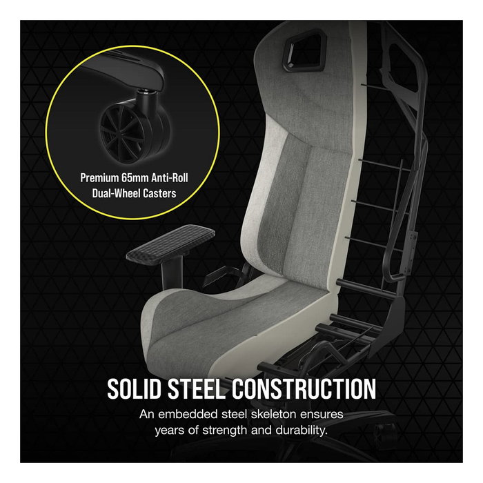 CORSAIR Gaming T3 RUSH - Silla Gaming PC, Asiento y Respaldo de Malla, Gris/Blanco, Ajuste 4D, 120kg (2023)