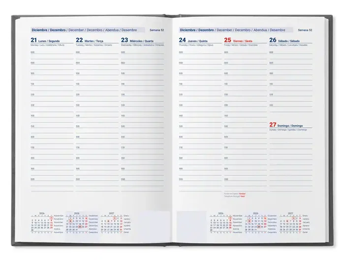 Liderpapel Agenda Corfu 2027 Semana Vista A5 Bilingüe Negro