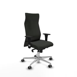PIQUERAS Y CRESPO Sillón Albacete con mecanismo Sincro, Tela Negra y Base de Aluminio