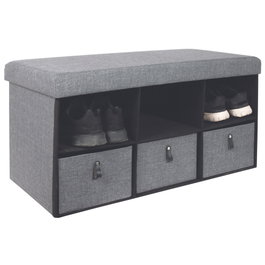 Home Deco Factory Banco Zapatero Plegable Gris Oscuro con 3 Cajones y Compartimentos 76x38x38 cm
