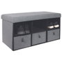 Home Deco Factory Banco Zapatero Plegable Gris Oscuro con 3 Cajones y Compartimentos 76x38x38 cm