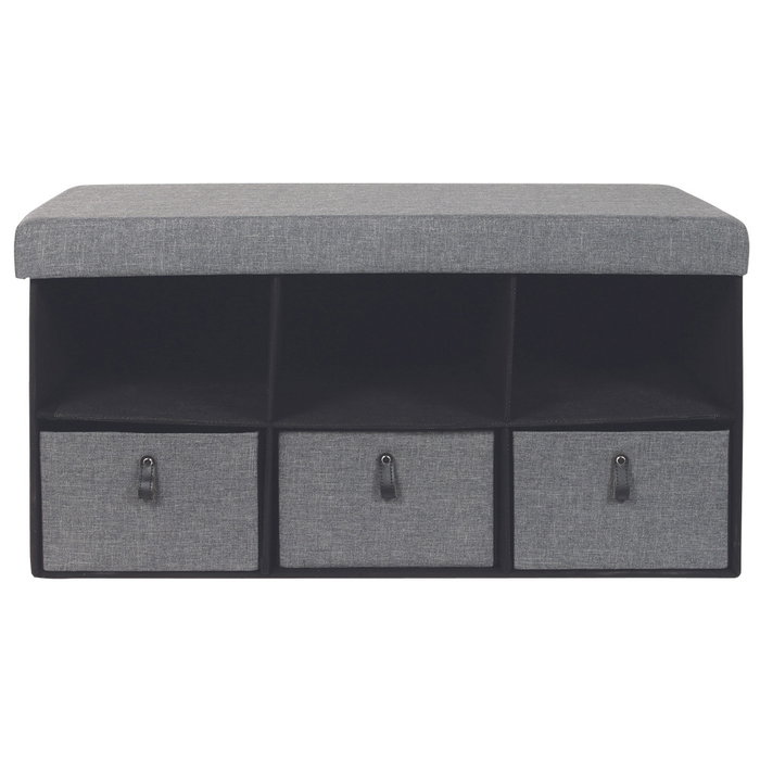Home Deco Factory Banco Zapatero Plegable Gris Oscuro con 3 Cajones y Compartimentos 76x38x38 cm