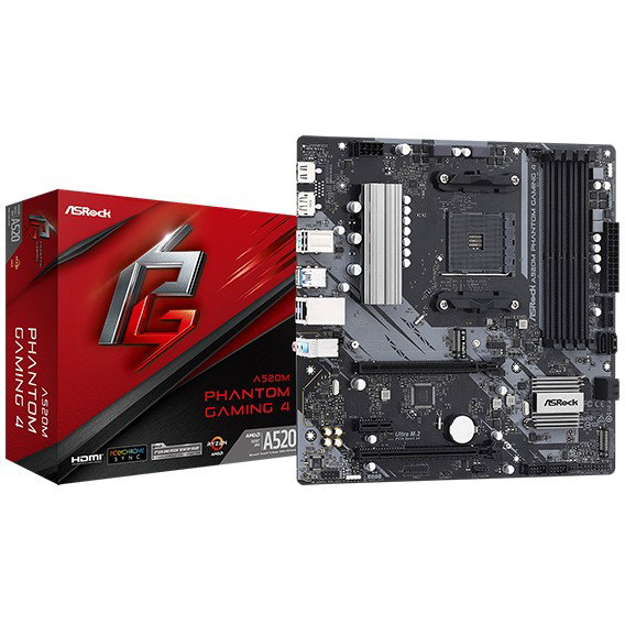 ASRock A520M Phantom Gaming 4 Placa Base AM4 mATX HDMI DP DDR4 Retail AMD A520