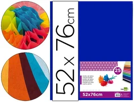 Liderpapel Papel Seda Azul 52x76 cm 18 gr Paquete 25 Hojas