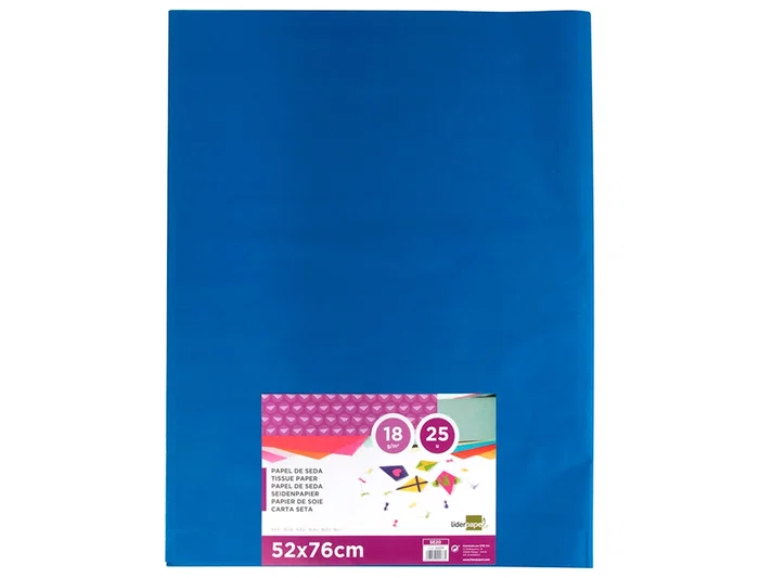 Liderpapel Papel Seda Azul 52x76 cm 18 gr Paquete 25 Hojas