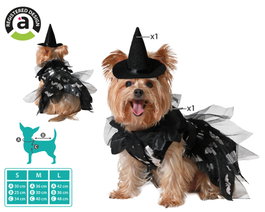 Atosa Disfraz de Bruja para Mascota Negro Talla M con Sombrero y Vestido