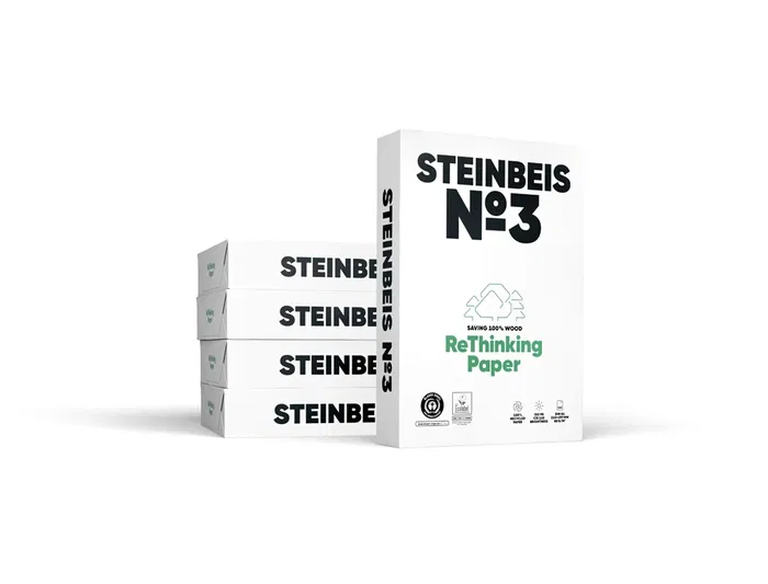 Steinbeis Papel Reciclado Nº3 DIN A4 Blanco 80 Gramos Paquete de 500 Hojas