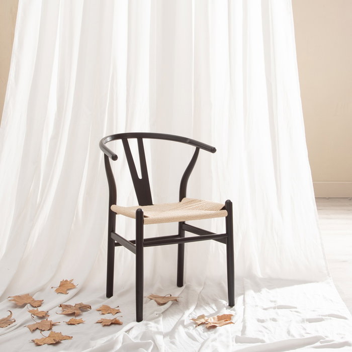 Silla Negro Madera / Fibra Salón 55 X 55 X 77 cm (Set de 2)