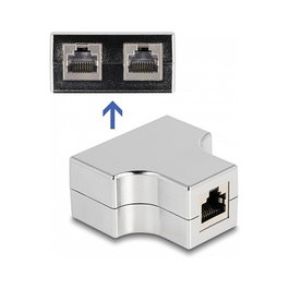 DeLOCK Divisor RJ45 Adaptador T 1 x RJ45 hembra a 2 x RJ45 hembra Cat.5e STP Plata