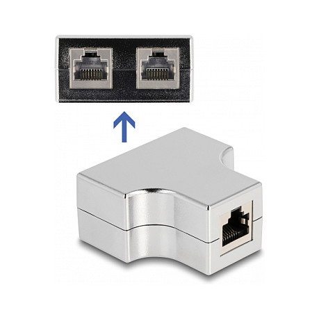 DeLOCK Divisor RJ45 Adaptador T 1 x RJ45 hembra a 2 x RJ45 hembra Cat.5e STP Plata DeLOCK Divisor RJ45 Adaptador T 1 x RJ45 hembra a 2 x RJ45 hembra Cat.5e STP Plata