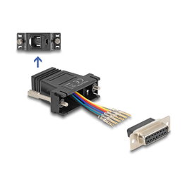 DeLOCK 67087 Kit de montaje D-Sub 15 hembra a RJ12 hembra Negro