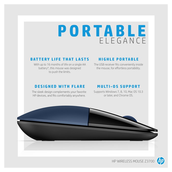 HP Ratón inalámbrico Z3700 Azul Lunar HP Ratón inalámbrico Z3700 Azul Lunar