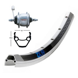 Exal ZX 19 Llanta 28 x 1.75 36 Agujeros Aluminio Plata Mate ETRTO 622-19 Rueda Trasera 8 Velocidades