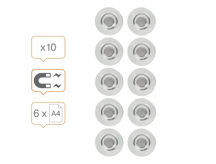 NOBO Imanes para Pizarras de Cristal Transparentes 32 mm, 10 Unidades