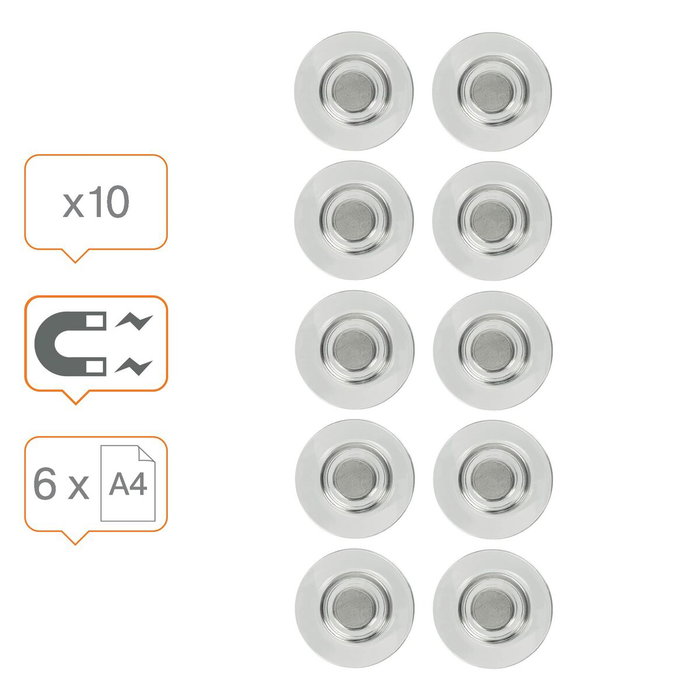 NOBO Imanes para Pizarras de Cristal Transparentes 32 mm, 10 Unidades