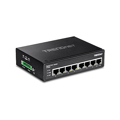 TRENDnet TI-PG80 Switch Industrial con 8 Puertos Gigabit PoE+, No Administrado, Montaje en DIN-Rail, 16 Gbps, IP30