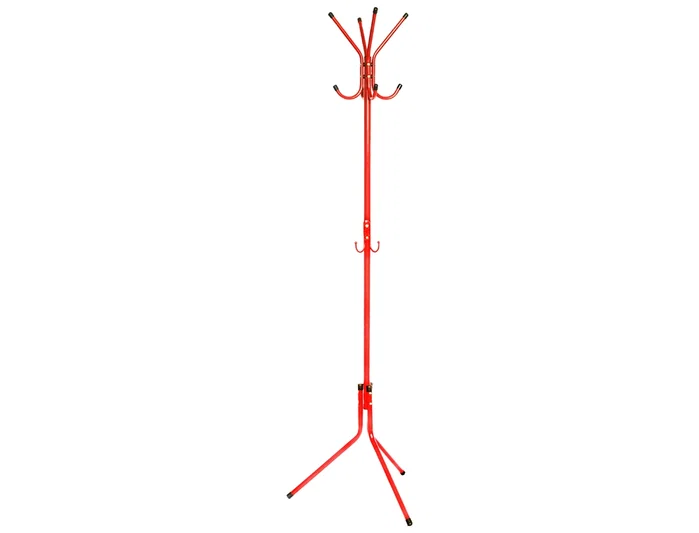 Q-connect Perchero Metálico Rojo con 8 Colgadores, 173x51 cm