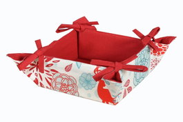 DKD Home Decor Cesta Navidad Moderna 30 x 10 x 30 cm Azul Celeste y Rojo de Algodón con Detalle Reno Flores (12 Unidades)