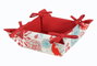 DKD Home Decor Cesta Navidad Moderna 30 x 10 x 30 cm Azul Celeste y Rojo de Algodón con Detalle Reno Flores (12 Unidades)