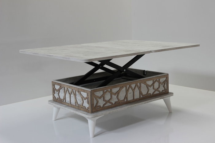 Hanah Home Mesa de Café Blanca Antigua, Tablero de Partículas Melamina, Patas Plástico, 90x38x60 cm Hanah Home Mesa de Café Blanca Antigua, Tablero de Partículas Melamina, Patas Plástico, 90x38x60 cm