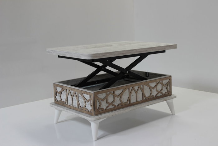 Hanah Home Mesa de Café Blanca Antigua, Tablero de Partículas Melamina, Patas Plástico, 90x38x60 cm Hanah Home Mesa de Café Blanca Antigua, Tablero de Partículas Melamina, Patas Plástico, 90x38x60 cm