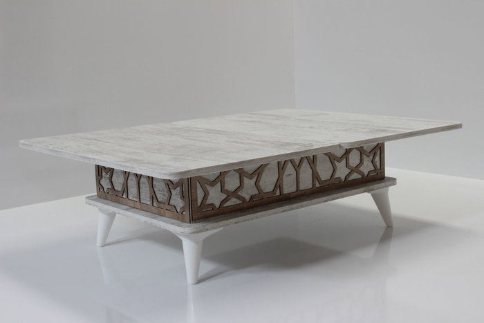 Hanah Home Mesa de Café Blanca Antigua, Tablero de Partículas Melamina, Patas Plástico, 90x38x60 cm Hanah Home Mesa de Café Blanca Antigua, Tablero de Partículas Melamina, Patas Plástico, 90x38x60 cm
