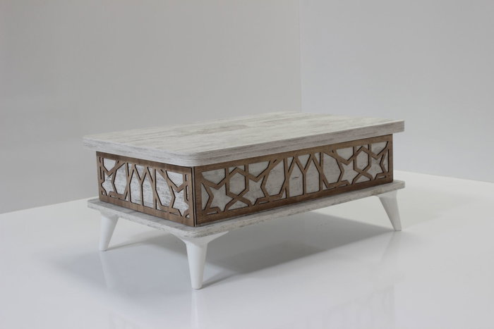 Hanah Home Mesa de Café Blanca Antigua, Tablero de Partículas Melamina, Patas Plástico, 90x38x60 cm Hanah Home Mesa de Café Blanca Antigua, Tablero de Partículas Melamina, Patas Plástico, 90x38x60 cm