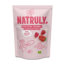 Natruly Proteína Vegana De Frambuesa 350g Orgánica Bio, Aroma Natural, 76g de Proteína por 100g