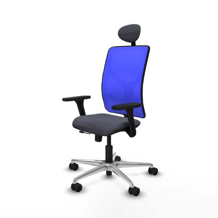 PIQUERAS Y CRESPO Silla de oficina Motilla con mecanismo Sincro/Traslack, Azul y Gris oscuro
